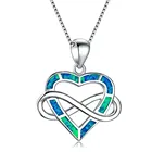 Роскошное ожерелье с подвеской в виде букв бесконечности и 8 сердец ожерелье с Синим огнем и опалами серебряного цвета для женщин ювелирные изделия в стиле бохо подарок на день матери