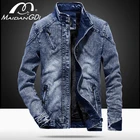 Мужская джинсовая куртка MAIDANGDI, повседневная флисовая кожаная куртка с моторным соединением, винтажная кожаная куртка для осени, 2021
