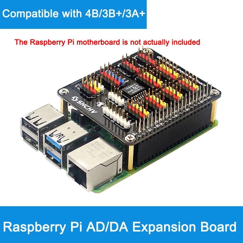 Плата расширения для Raspberry Pi AD/DA подходит Pi4B/3B +/3A + цифро-аналоговое
