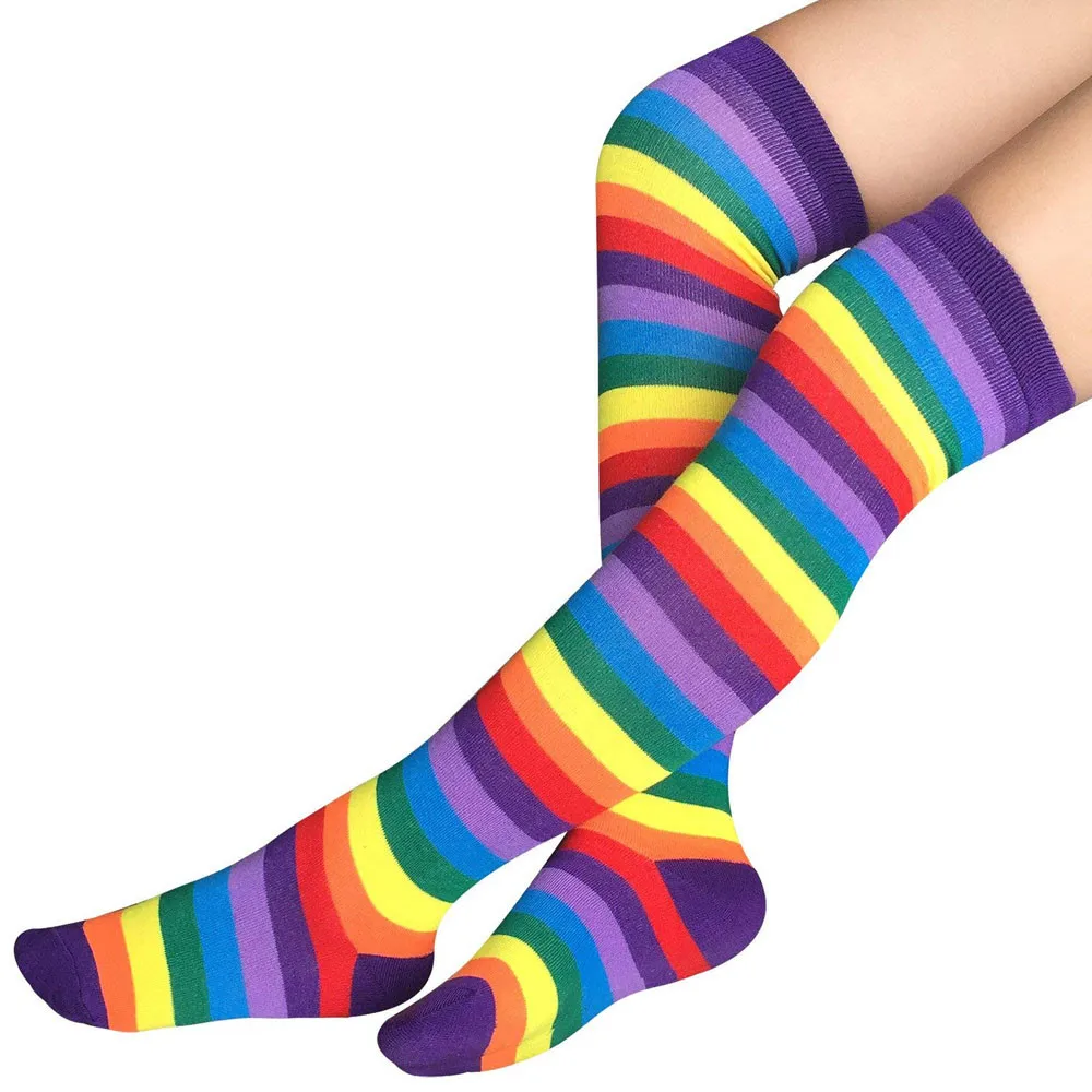 Носки С Разноцветными полосками носки для женщин высокие зимние теплые чулки