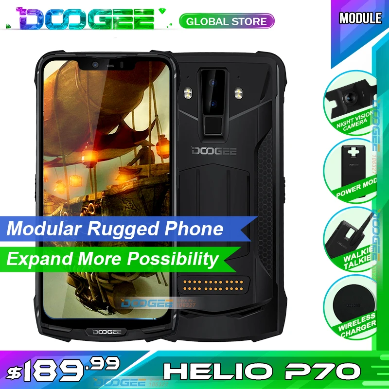 Doogee S90C модульный прочный мобильный телефон IP68 6 18 &quotдисплей Helio P70 Восьмиядерный 4