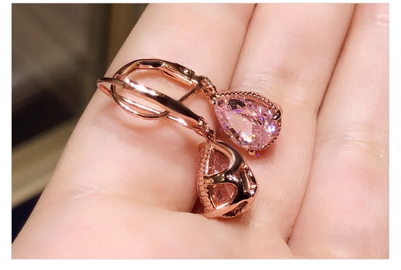 

Real 14K Rose Gold Natural Pink Diamond Earring Women Pink Topaz Gemstone Bizuteria 14K Gold Garnet Drop Earring Orecchini Girls