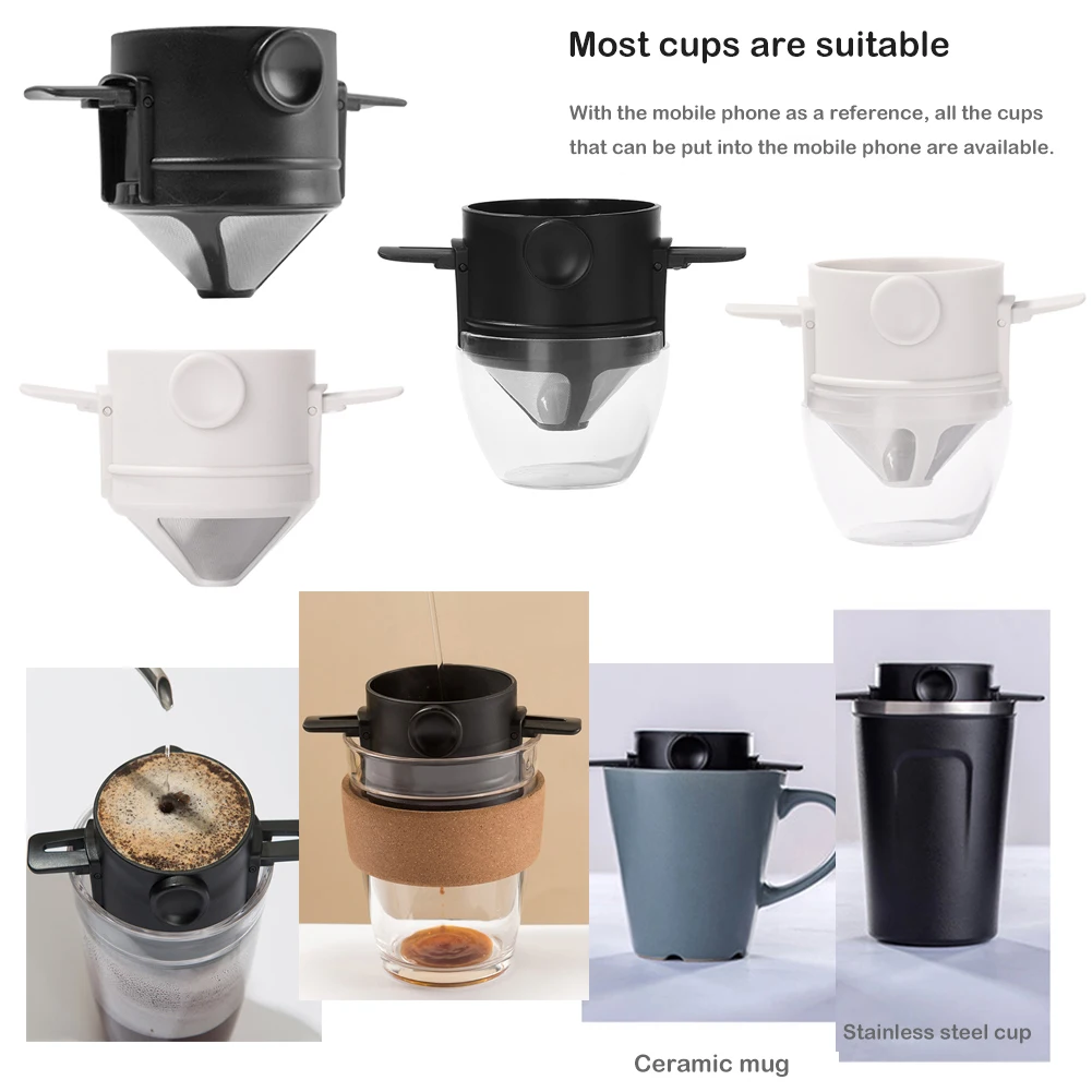 

Foldable Portable Coffee Filter Coffee Maker Stainless Steel Drip Coffee Tea Holder Reusable Paperless Pour Over Coffee Dripper
