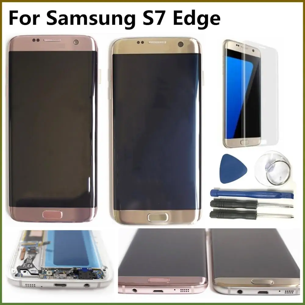5," супер AMOLED экран для samsung Galaxy S7 Edge S7Edge G935A G935F SM-G935F ЖК-дисплей сенсорный дигитайзер в сборе с рамкой