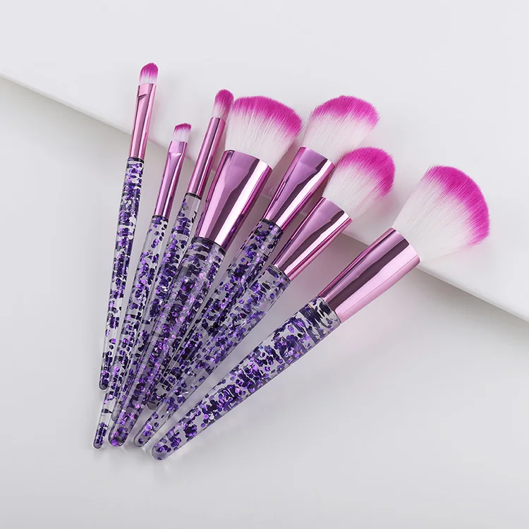 7pcs purple FLD 10 шт. набор блестящих кистей для макияжа кристальная ручка кисть для пудры Тональная основа для бровей Тушь для лица Румяна подводка для глаз Инструменты Наборы - Handle Color: 7pcs purple