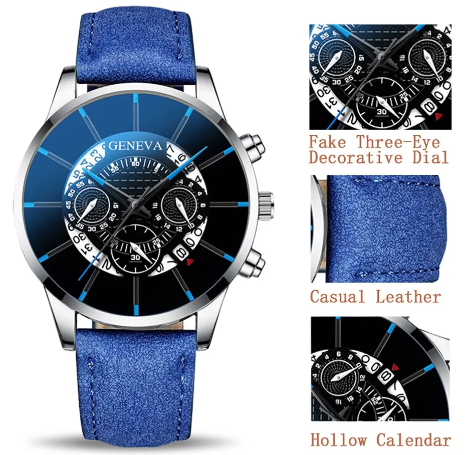 

Stylish Cool Digital Multi-level Dial Men's Quartz Watch New Domineering Three-Eye Precision Business Watch T3