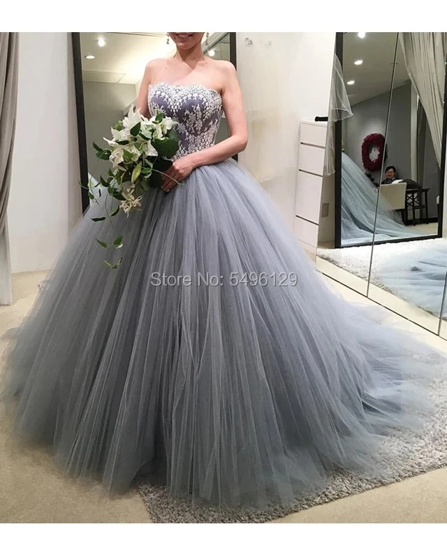 Белое свадебное платье из тюля с аппликацией Цвет серебристый серый Vestido De Noiva С
