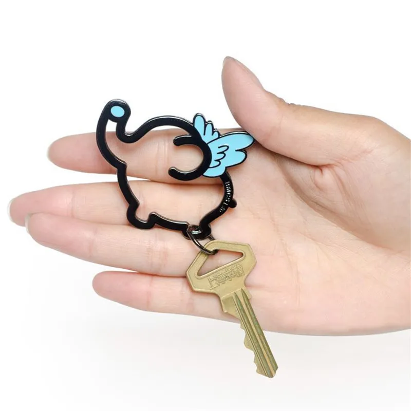 Портативный милый металлический брелок для ключей летающая свинка летающий слон