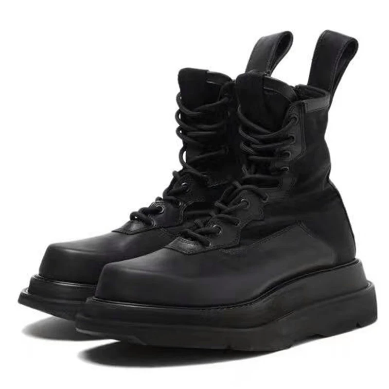 

Ghotic Women's Cow Leather Boots Motorcycle Ladies Vintage Combat Autumn Army Punk Goth Women Biker Short Boots 35-39