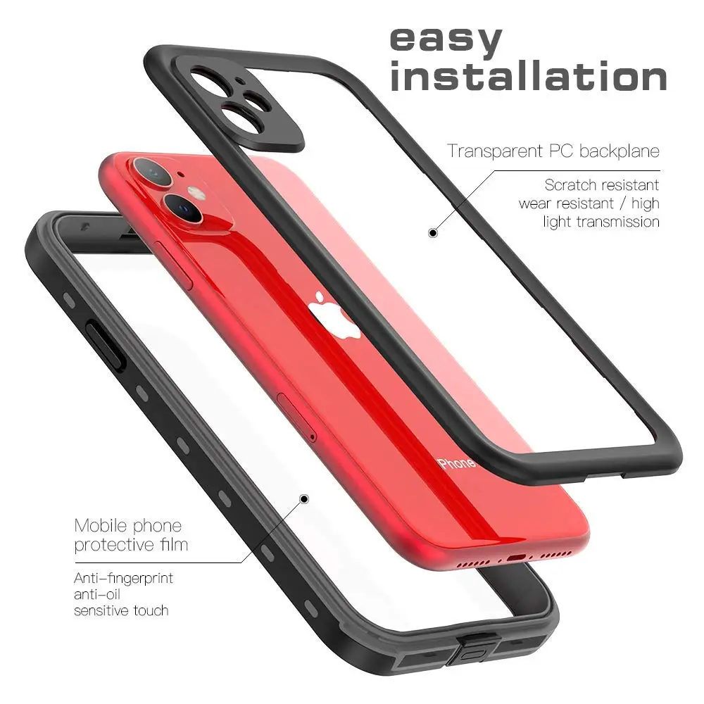 for iphone 11 pro max waterproof case life water shock dirt snow proof protection cover for iphonex xs max xr capa with touch id free global shipping