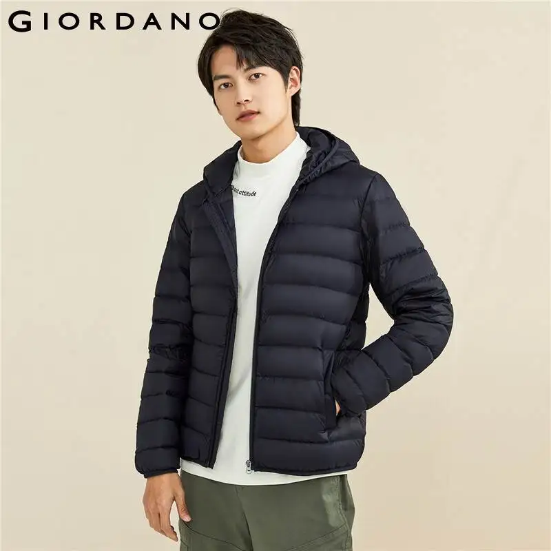 

Giordano Men Down Jackets Machine Washable Lightweight Duck Down Jacket With Hoodie Soild Causal Winter Warm Jackets 13071872