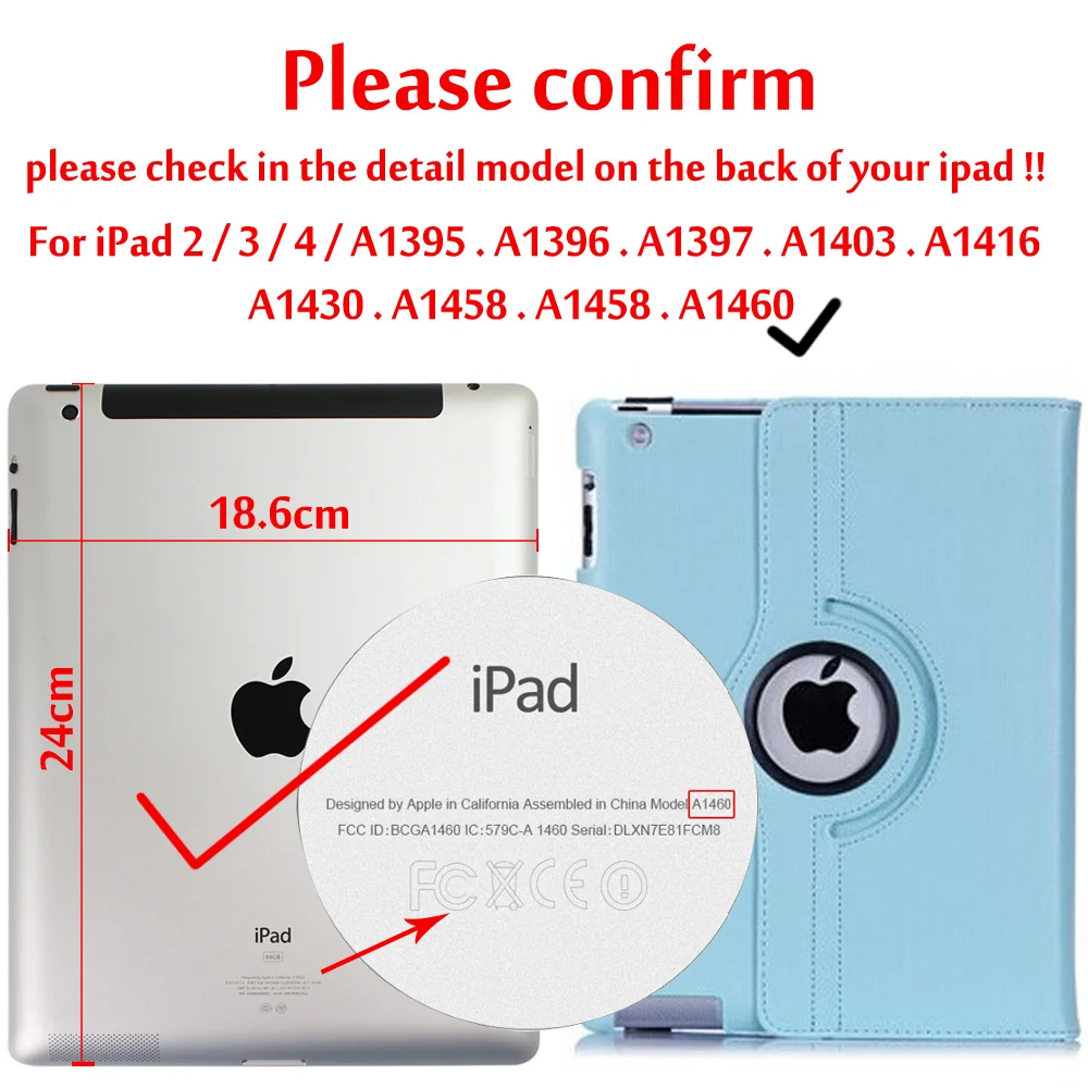 Sky Blue Для iPad2/iPad3/iPad4 из искусственной кожи вращающийся на 360 умный чехол-подставка для iPad 2/iPad 3/iPad 4 чехол для планшета Funda - Цвет: Sky Blue