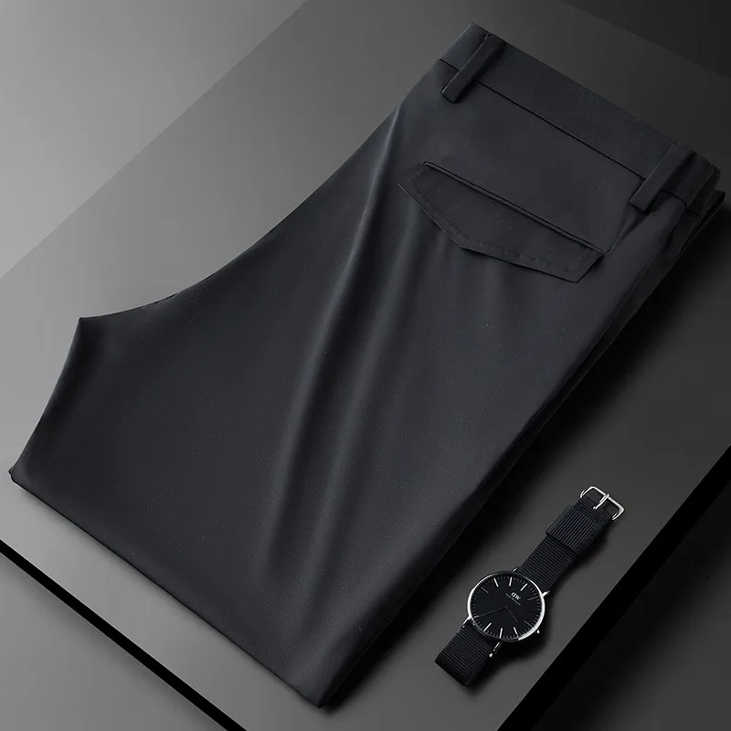 

Minglu Summer Black Male Pants Luxury Business And Casual Thin Casual Male Pants Fashion Slim Fit Mens Trousers Plus Size 40