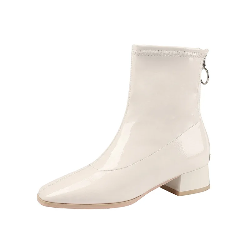 

New Fashion Winter women Ankle boots Rear Zipper Solid Sexy Ladies Women Shoes black heels Short Warm ankle boots
