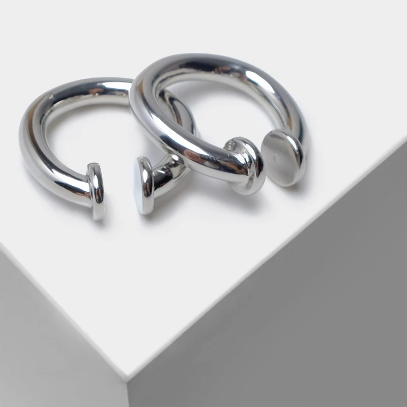 

Amorita boutique metal circle design simple clip earrings