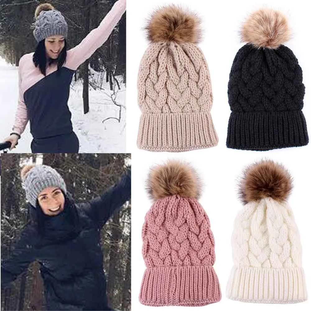 

Women Fashion Keep Warm Winter Hats Knitted Wool Hemming Hat Casual Autumn Cashmere Knitted Beanie 2020 Fashion High Quality