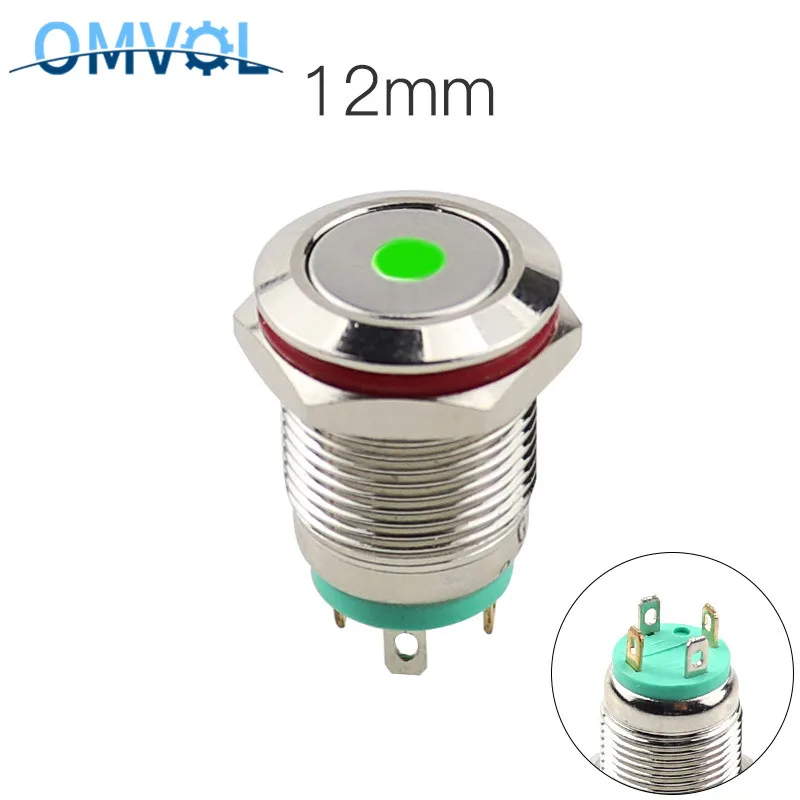 1 шт. 12 мм Мгновенный металлический переключатель водонепроницаемый кнопочный с