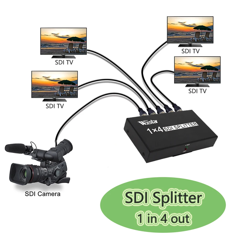 Разветвитель Wiistar SDI 1x4 1 in to 4 Out поддерживает ретранслятор SD/HD/3G-SDI с адаптером