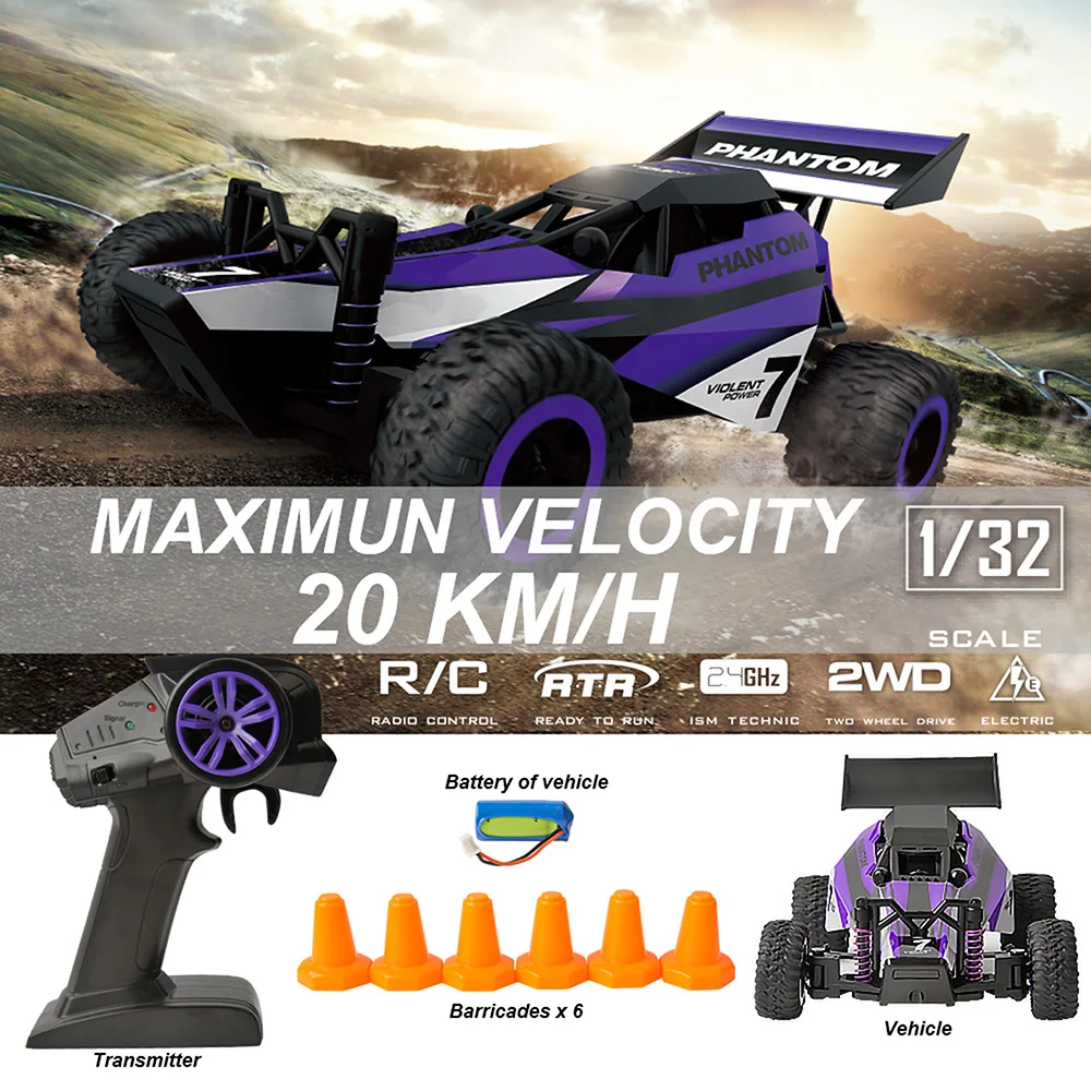 1/32 RC гоночный автомобиль 20 км/ч высокоскоростной автомобиль. 24G Радиоуправляемая