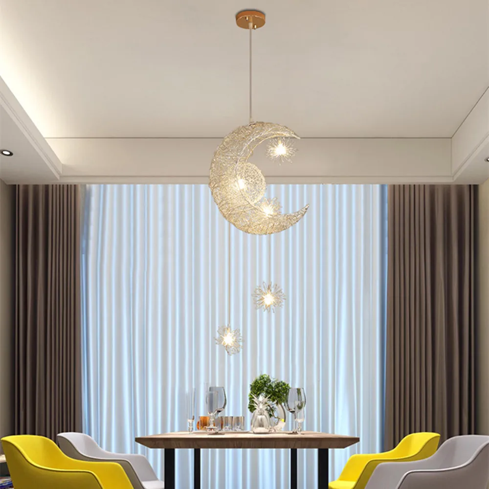 Подвесная лампа в виде Луны алюминиевый светильник без ржавчины креативный для