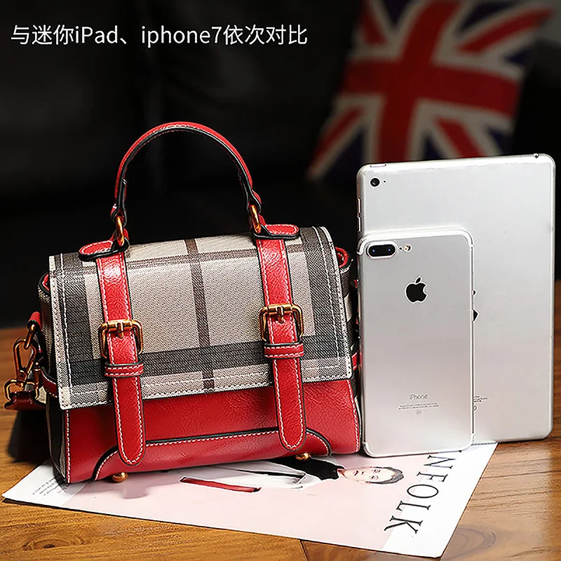 Новая классическая маленькая квадратная сумка в клетку с широкими лямками часто