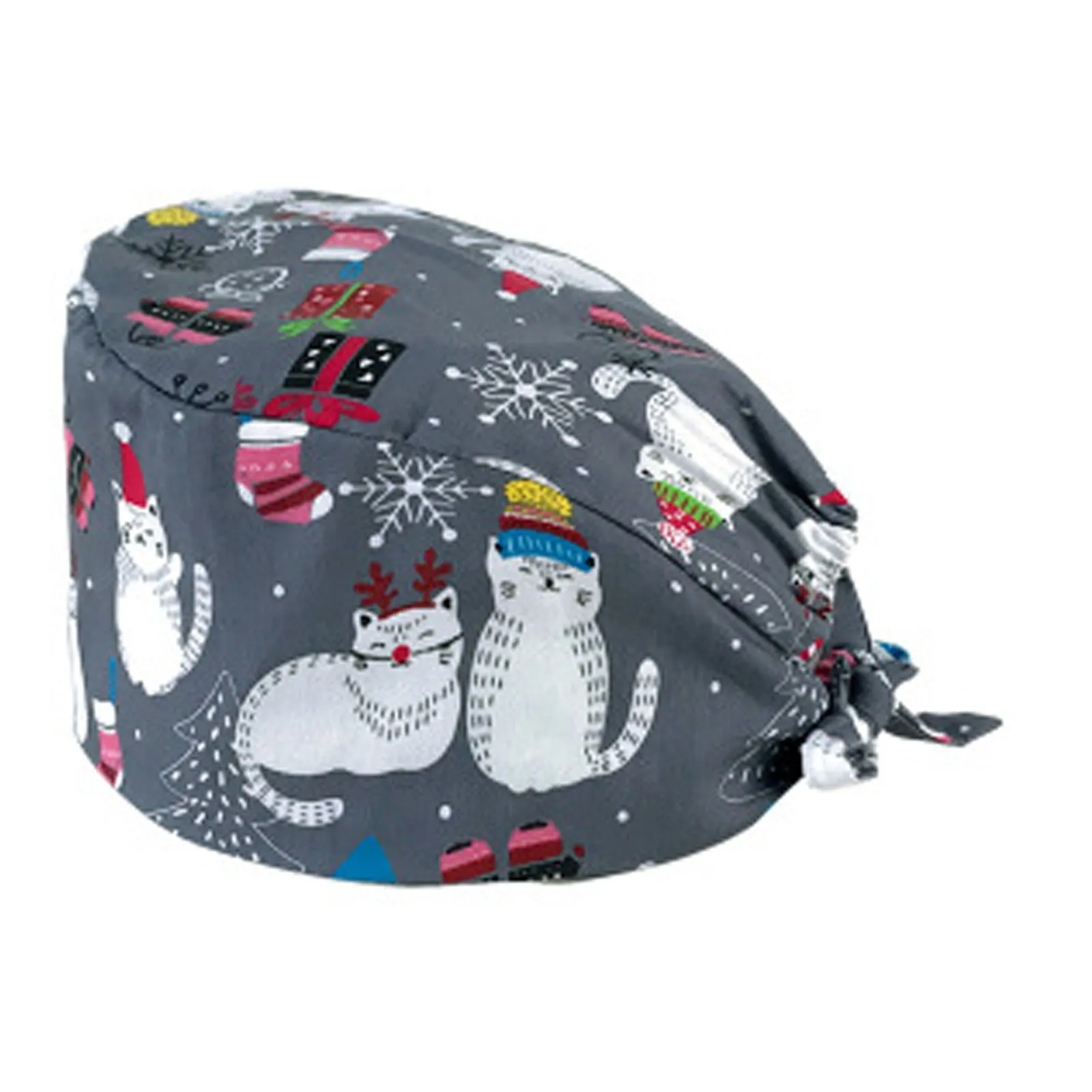 

Gorros Enfermera Unisex Cotton Nurse Scrubs Cap Work Hat Buttons Bouffant Hats Sweatband Surgery Cap gorro sanitario mujer L*