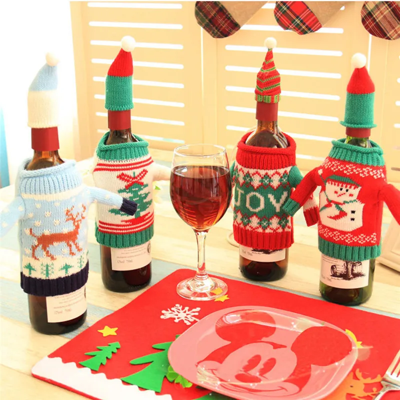 Счастливого Рождества бутылки вина крышки Олени Санта-Клауса на Рождество
