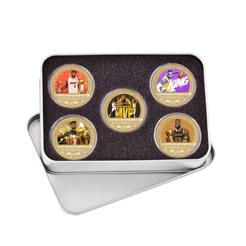 Позолоченные монеты для баскетбола коллекционные с держателем монет спортивный
