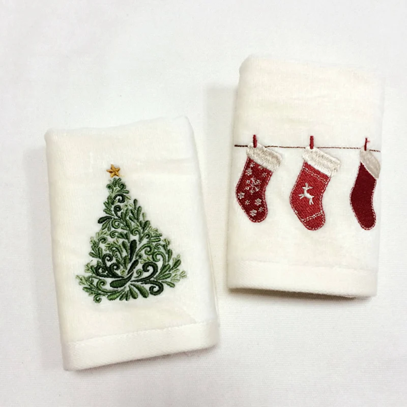 

1set Christmas Series Cotton Towels Christmas Bells Towels & 2 Sets Gold Oval Stainless Steel Trinket Tray