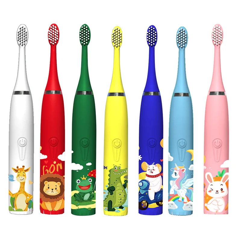 New USB Children's Sonic Electric Toothbrush Cute Cartoon Teeth Whitening Toothbrush Kids With original Soft Bristle brush head