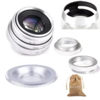 Серебристый мини-объектив 35 мм f1,6 APS-C CCTV + переходное кольцо + 2 макрокольца + бленда объектива для PanasonicO lympus Micro43 M43 беззеркальная камера