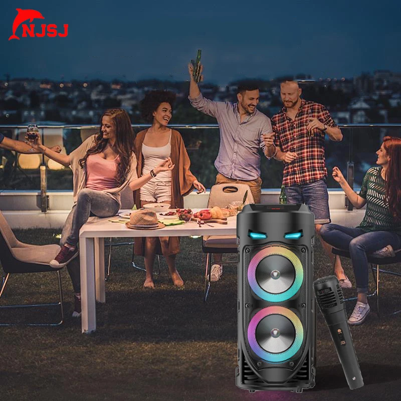 NJSJ Speakers Bluetooth Party 30W Portable Big Power Stereo Subwoofer Outdoor with Microphone and Remote Control | Электроника
