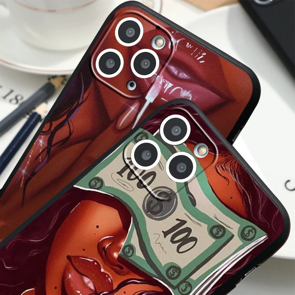 Fashion Black Girls Phone cases for iPhone 13 12 11 Pro Max Case Soft TPU Cover for iPhone 12 13 Mini SE 2020 Xs Max XR 7 8 Plus