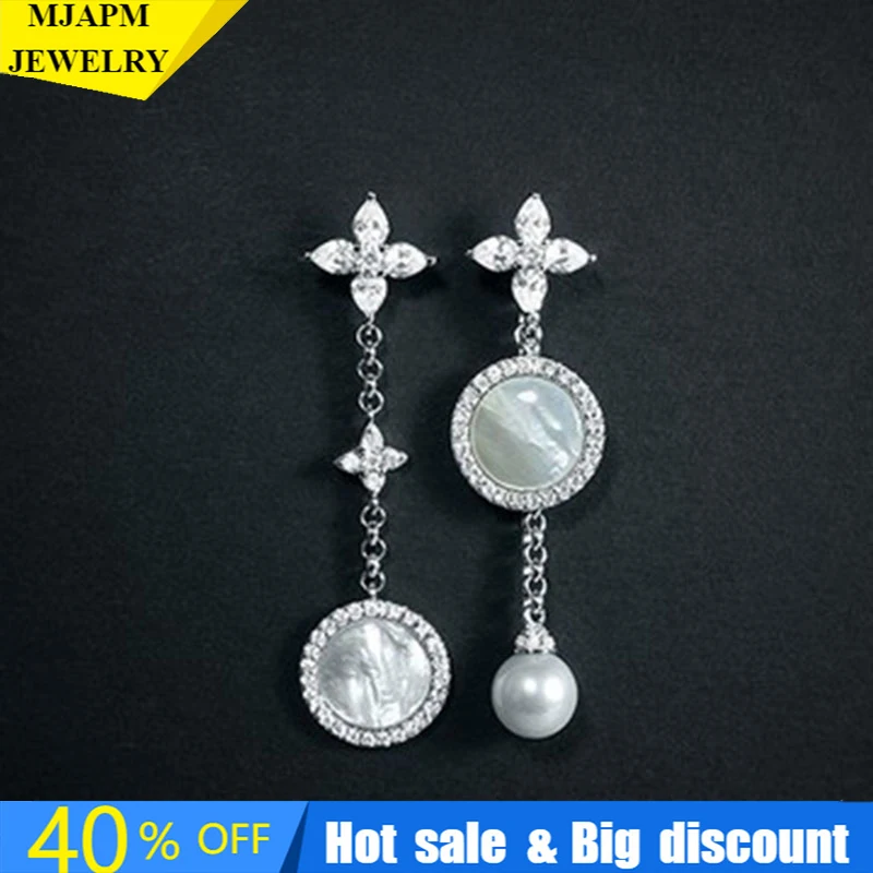 

S925 Sterling Silver 2021 New Natural Mother-of-pearl Four-leaf Clover Pendant Earring Monaco Luxury Jewelry Gift Christmas Gift