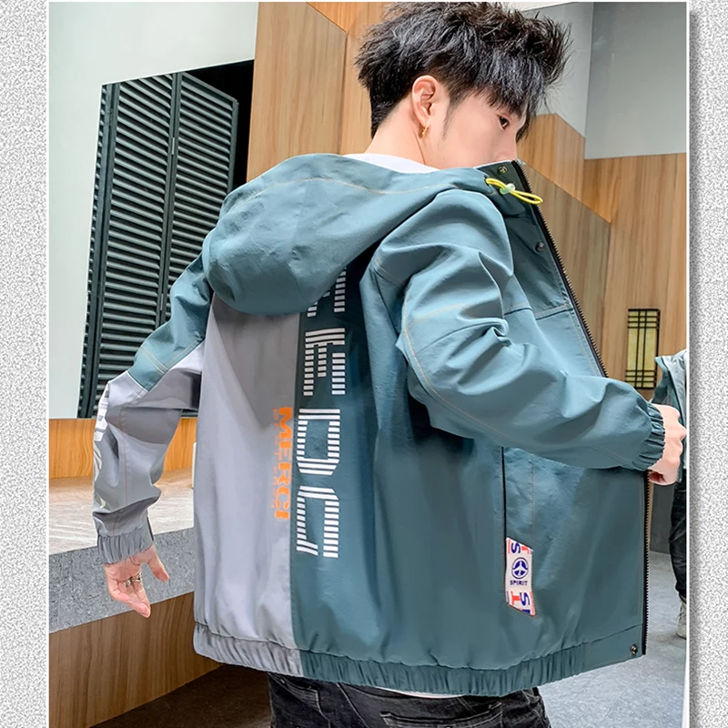 

Hip-hop spring jacket men's windbreaker patchwork autumn casual street jacket Korean style trend zipper bomber jacket