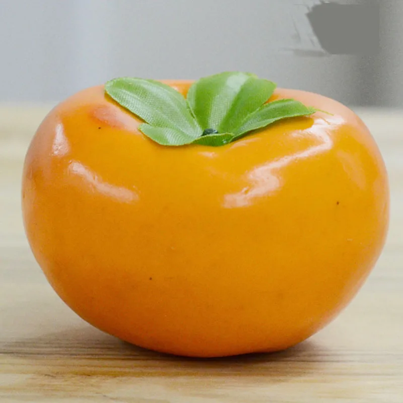 Persimmon Искусственный персик поддельные фрукты украшения дома муляж лимона Орнамент Ремесло еда фотографии реквизит - Цвет: Persimmon
