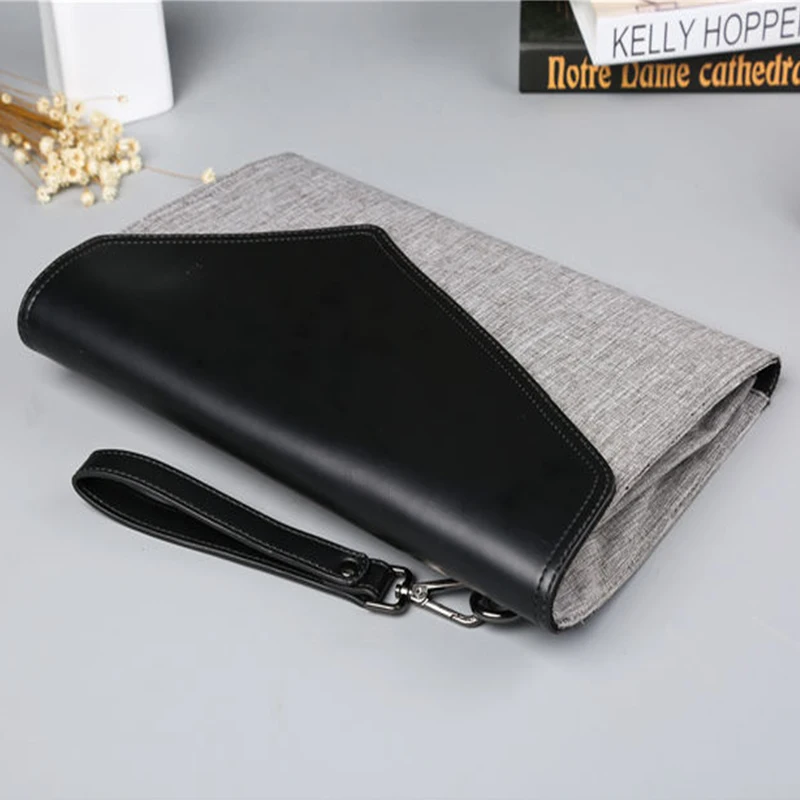 

VICUNA POLO Large Capacity Men Clutch Wallet Simple Patchwork Design Casual Business Man Clutch Handbag Travel Bag With Handle