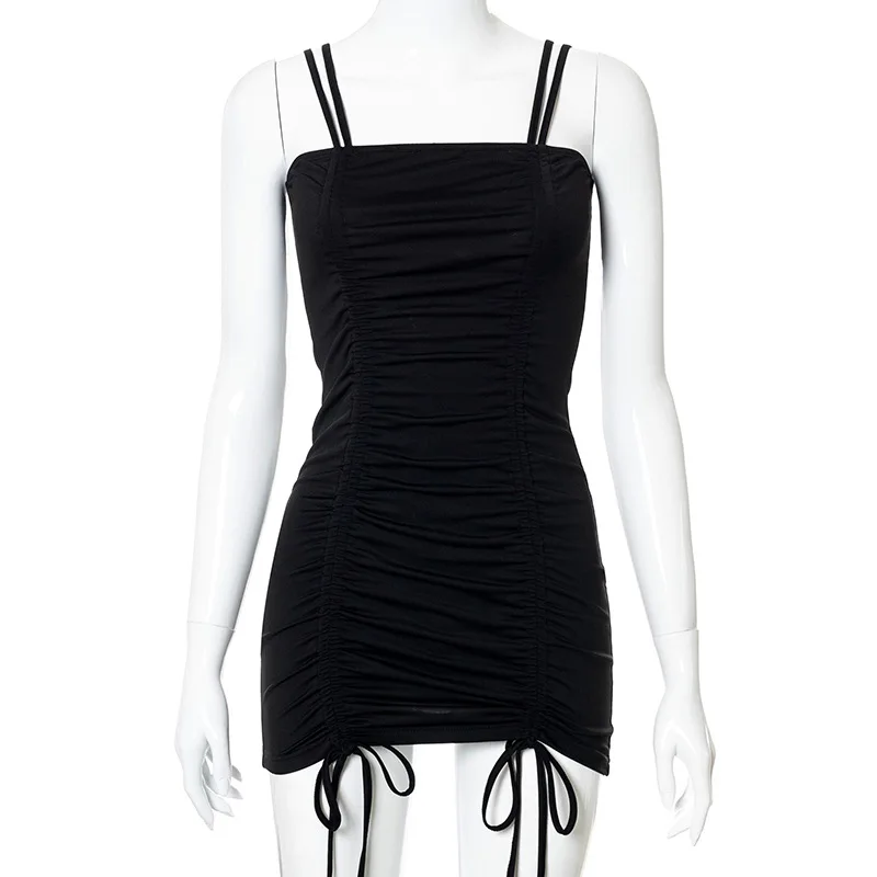

Spaghetti Strap Bodycon Dress Bandage Birthday Club Outfits for Women Summer Backless Clothes Sexy Party Mini Dresses