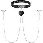 Кольцо для соски с чокером ожерелья кольца для сосков из Нержавеющей Стали Цепочка в форме сердца кота голова панк Чокеры для сосков штанга пирсинг