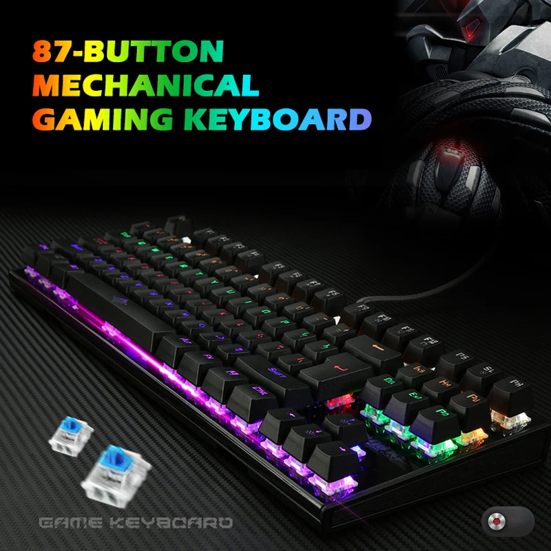 Игровая механическая клавиатура 7 цветов светодиодный с подсветкой USB проводная