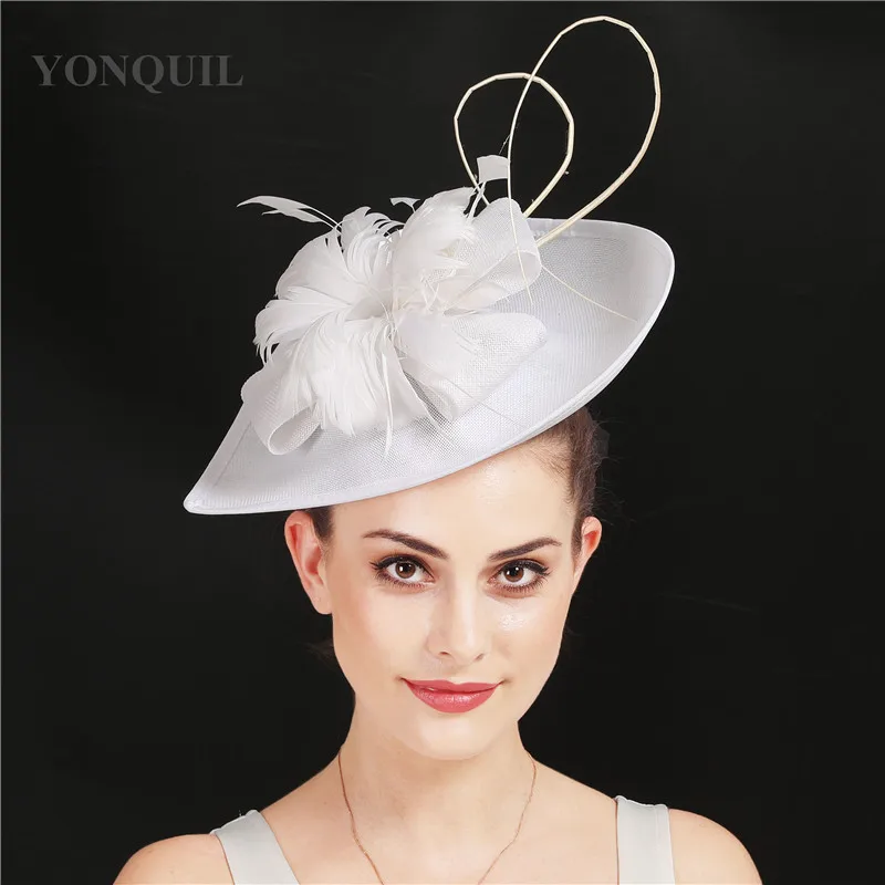 Vintage Army green kenducky derby fascinator hair hats for elegant women wedding church occasion accessories feathers headpieces