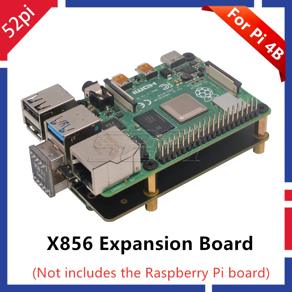 52Pi Новинка! Плата расширения Raspberry X856 V1.0 mSATA SSD для Pi 4B ( 4 модели B)|Аксессуары