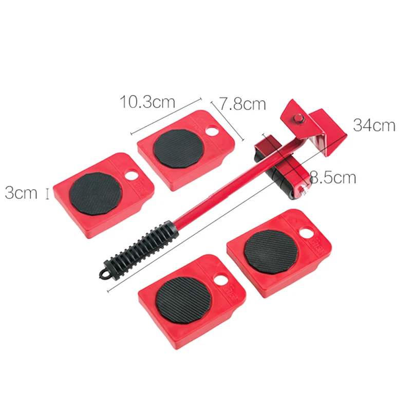 

Furniture Mover Tool Transport Lifter Heavy Stuffs Moving 4 Wheeled Roller with 1 Bar Set D23 19 Dropship