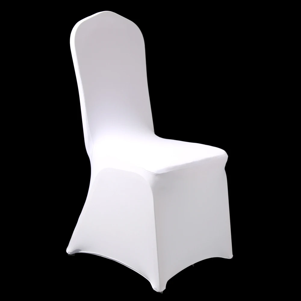 50 шт. 100 дешевая универсальная Белая свадьба крышка стула спандекс Вечерние