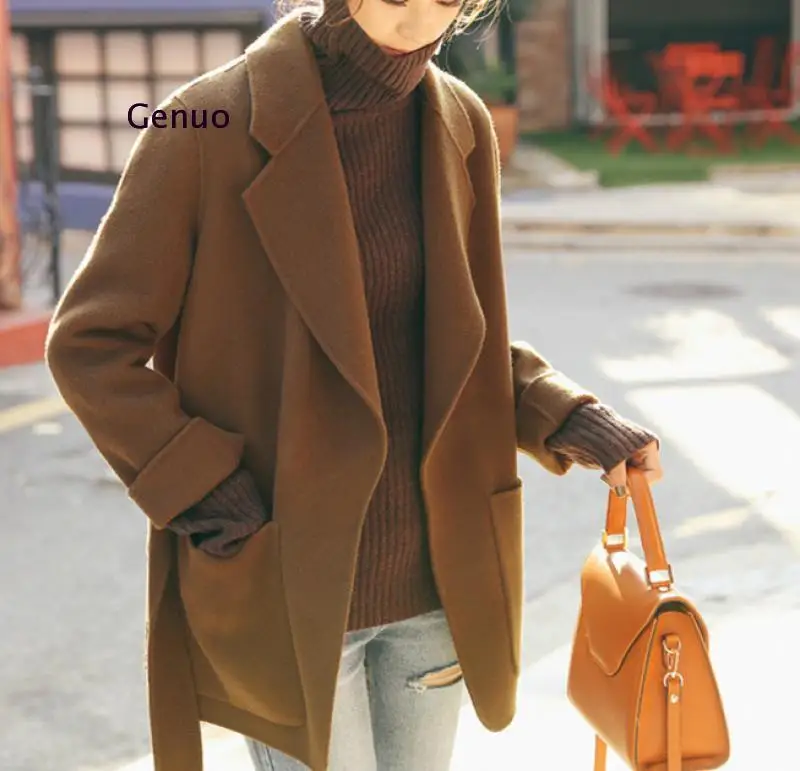 

Short Section with Double-Faced Fleece Full Wool Coat Female 2020 Autumn Winter New Korean Double-Faced Woolen Coat