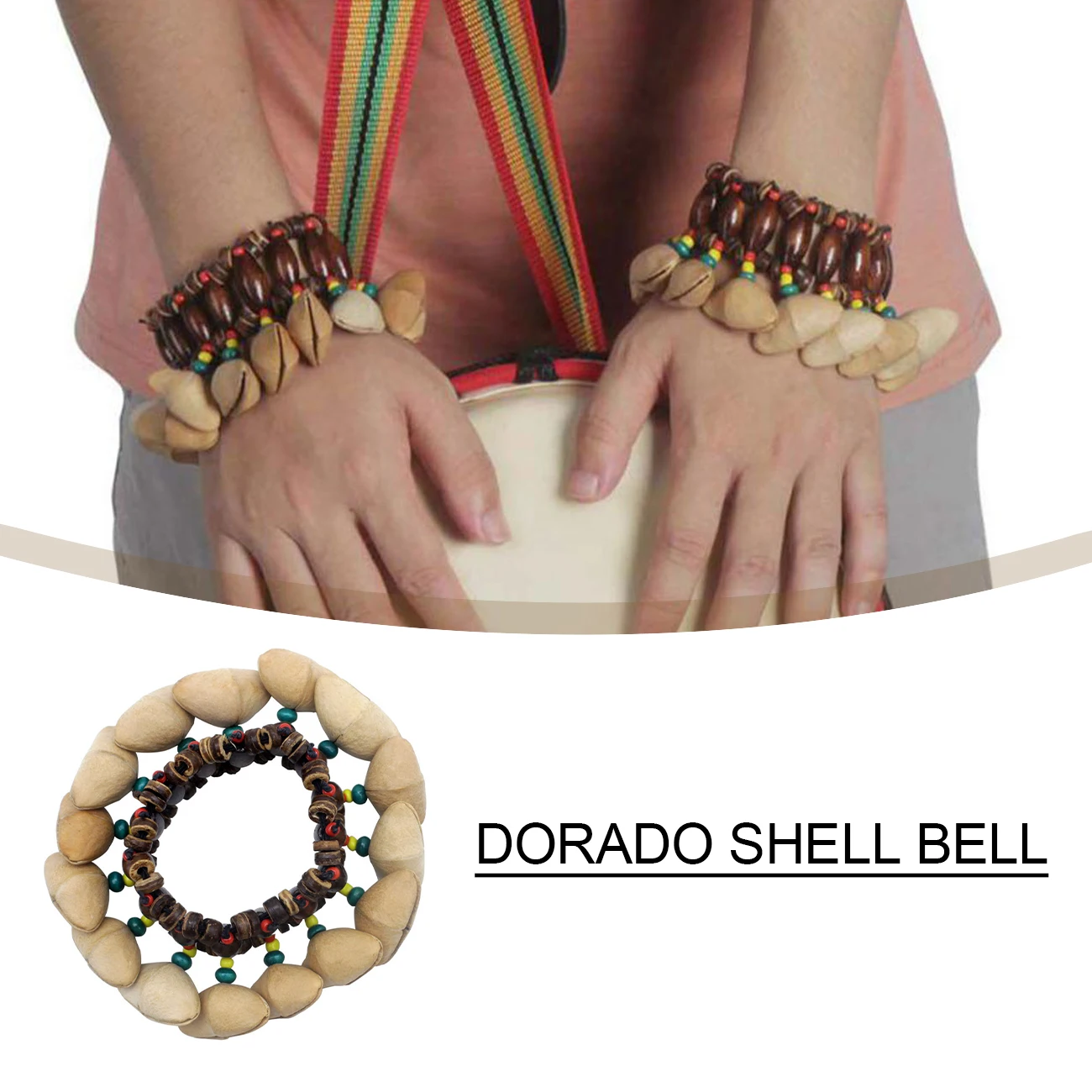 

Handmade Nuts Shell Bracelet Handbell for Djembe African Drum Conga Percussion Accessories