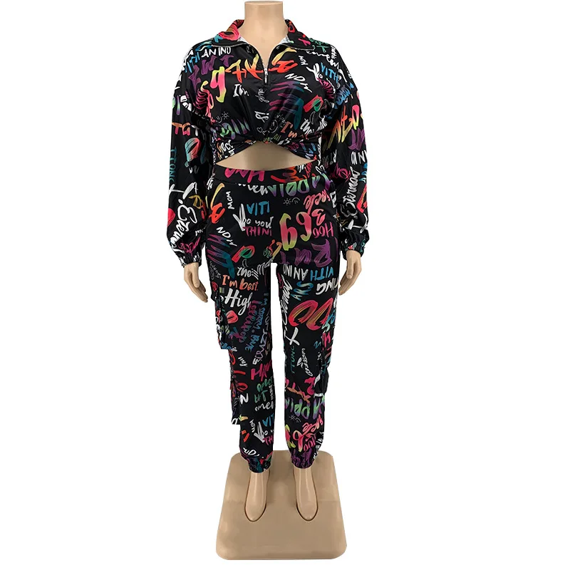 

Plaid Print Women Casual Plus Size Two Piece Sets Fashion High Waist Sportpants Lace-Up O-neck Short Sweatshirts Elastic Outfits