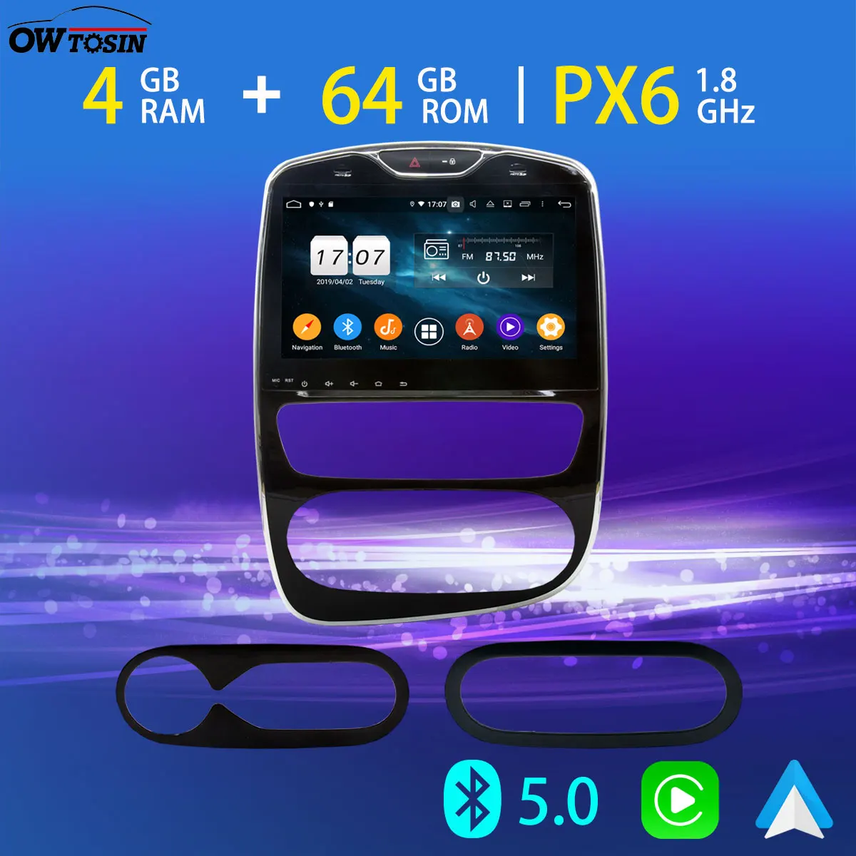 Автомобильный мультимедийный плеер PX6 10 1 дюйма 4 + 64 ГБ Android GPS для Renault Clio 2012 2018
