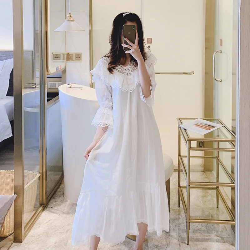 

Nightdress Women's Summer New Long Lace Cute Princess Leisure Tops Sexy Women's Korean-Style Nightdress Wholesale