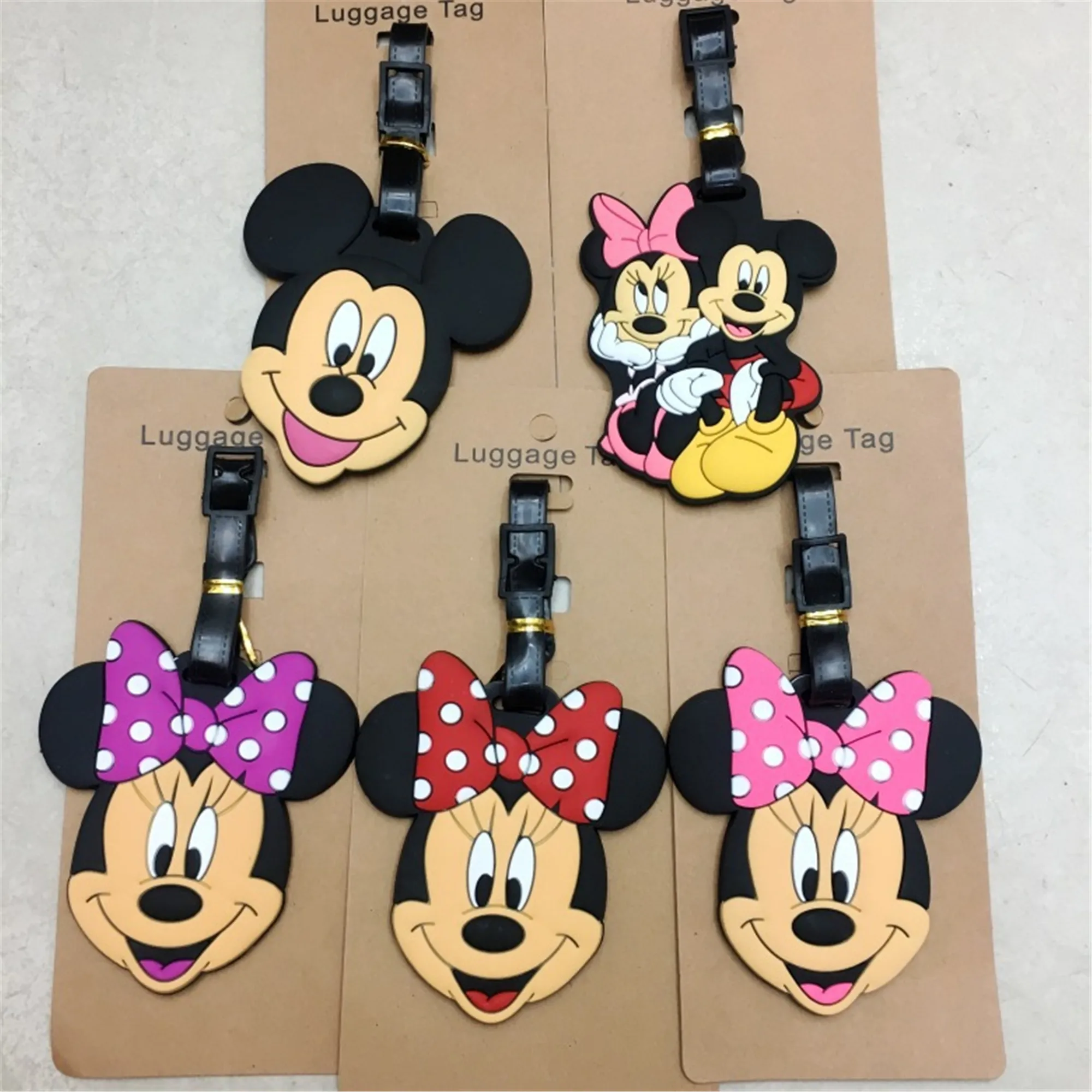 

Kawaii Minnie Mickey Mouse Travel Accessories Luggage Tag Silica Gel Suitcase ID Addres Holder Baggage Boarding Portable Label